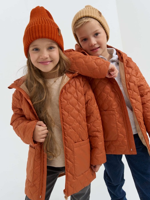 куртка демисезонная стеганая "карамель" от бренда bungly вид слева