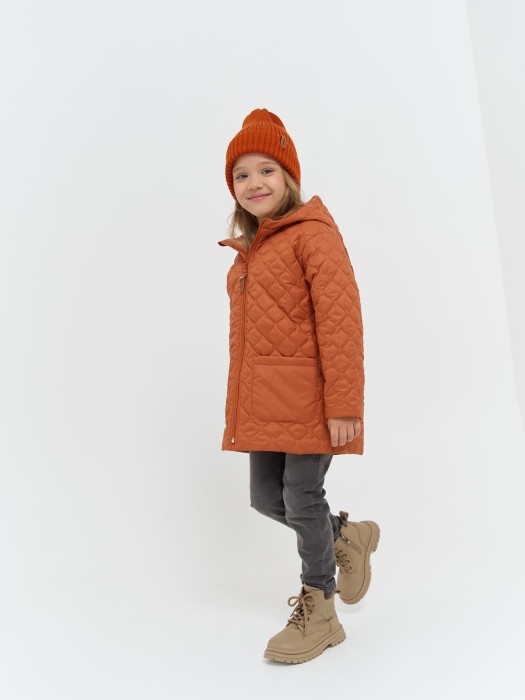 куртка демисезонная стеганая "карамель" универсального стиля с лицевой стороны