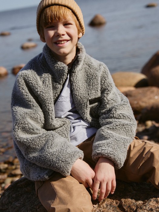 куртка меховая "серый меланж" 7+ от 8 до 12 лет с изнаночной стороны