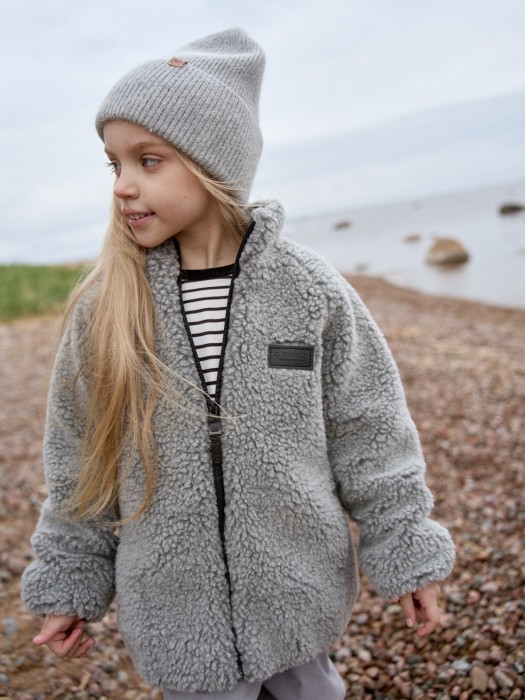 куртка меховая "серый меланж" фотография