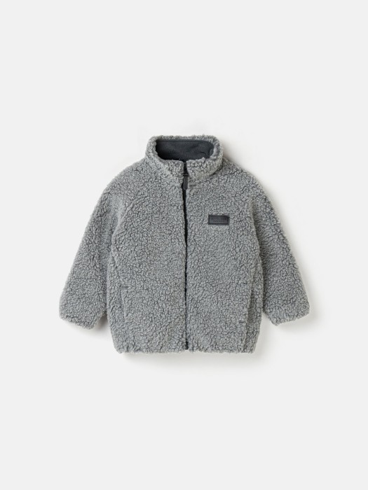 куртка меховая "серый меланж" от бренда bungly вид слева