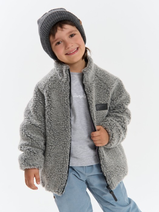 куртка меховая "серый меланж" из россии вид сбоку