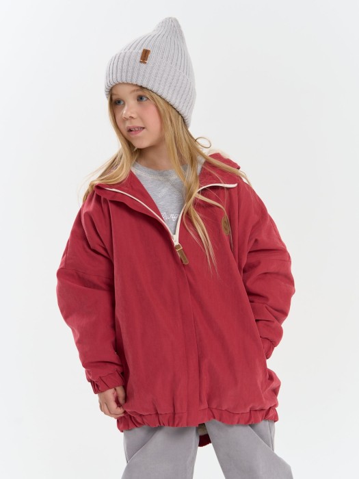 куртка оверсайз на меху "клюква" от бренда bungly вид слева