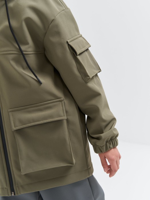 куртка softshell демисезонная "хаки" 7+ из россии вид сбоку