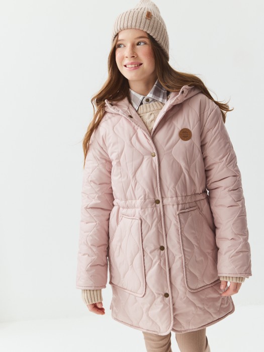 куртка стеганая "пудра" 7+ от бренда bungly вид слева