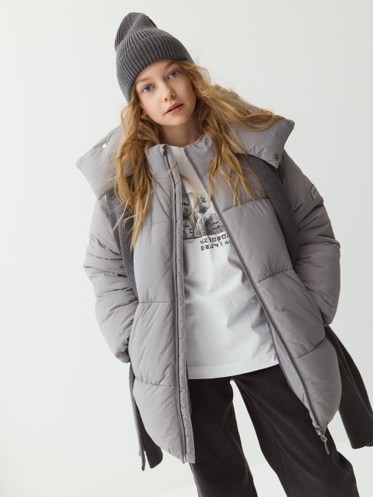 куртка зимняя дутая "графит" 7+ от бренда bungly вид слева