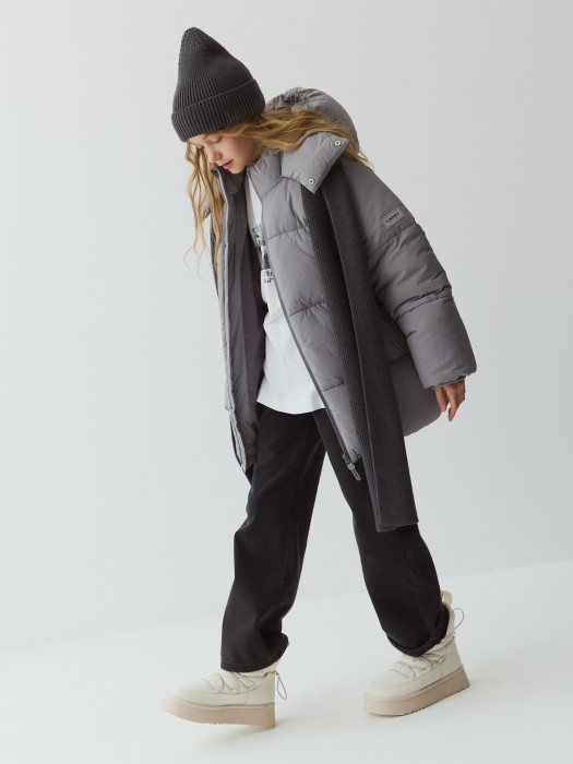 куртка зимняя дутая "графит" 7+ активного стиля с лицевой стороны