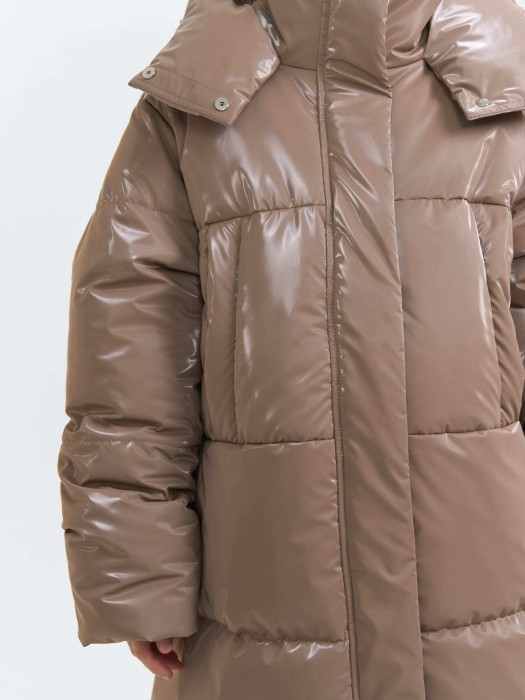 куртка зимняя дутая "кокос" удлиненная 7+ из проверенных материалов спереди