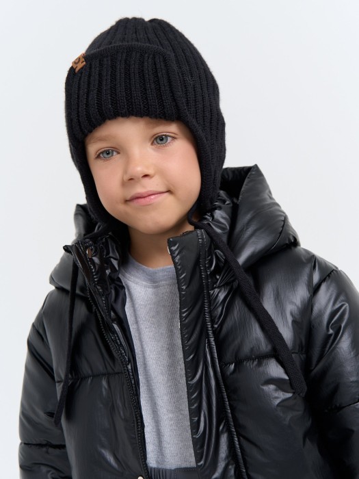 куртка зимняя дутая "оникс" универсального стиля с лицевой стороны