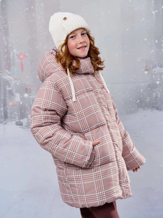 куртка зимняя дутая "розовая" 7+ от бренда bungly вид слева