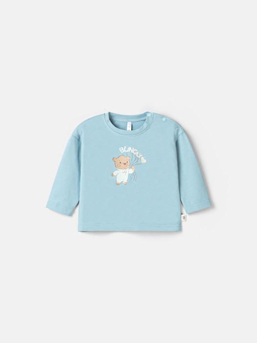 лонгслив "аква с мишкой" с принтом 0+ от бренда bungly вид слева