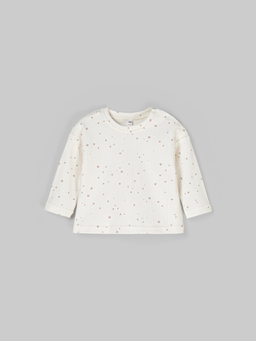 лонгслив "бежевые звезды" в рубчик 0+ фотография