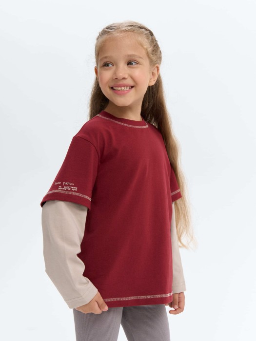 лонгслив "будь рядом" с контрастными рукавами фотография