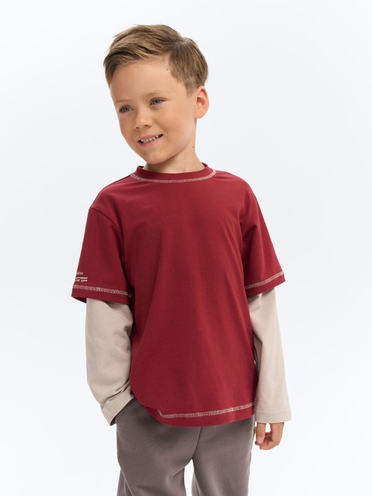 лонгслив "будь рядом" с контрастными рукавами по цене 1469 руб вид справа