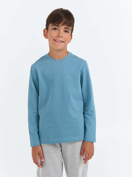 лонгслив "деним" 7+ от бренда bungly вид слева