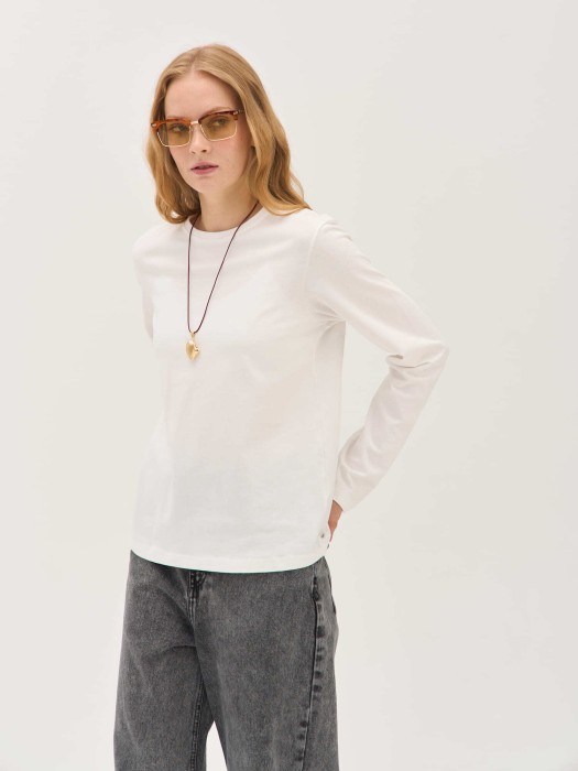 лонгслив из 100% хлопка "молоко" женский фотография