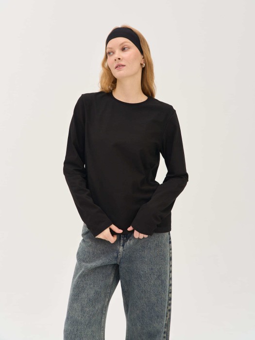 лонгслив из 100% хлопка "уголь" женский фотография