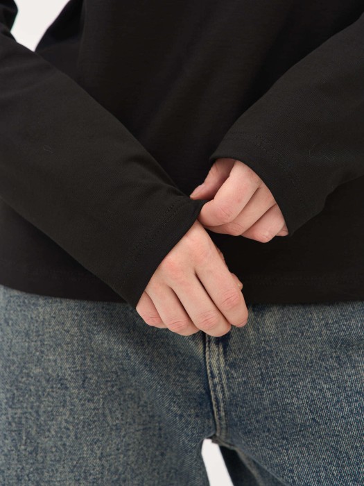 лонгслив из 100% хлопка "уголь" женский из россии вид сбоку