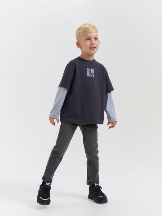 лонгслив колор блок "графит" по цене 1699 руб вид справа