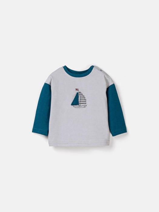 лонгслив колор блок "туман" с принтом 0+ фотография