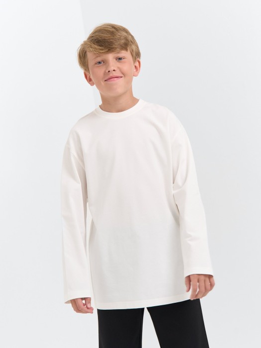 лонгслив "молоко" 7+ от бренда bungly вид слева