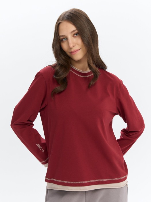 лонгслив "не идеальная" с контрастной отделкой женский фотография