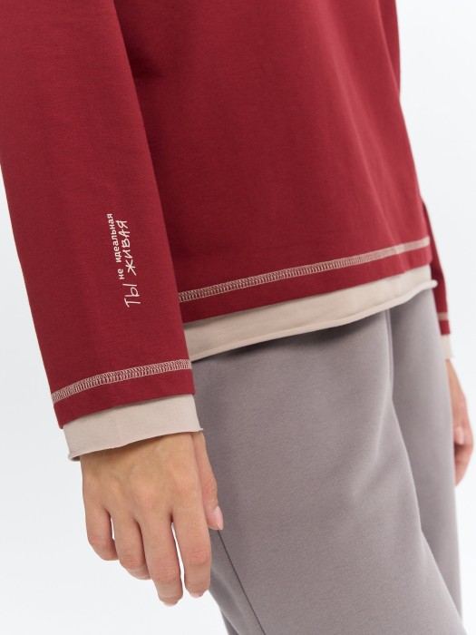 лонгслив "не идеальная" с контрастной отделкой женский по цене 3512 руб вид справа