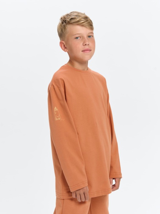 лонгслив оверсайз "карамель" 7+ от бренда bungly вид слева