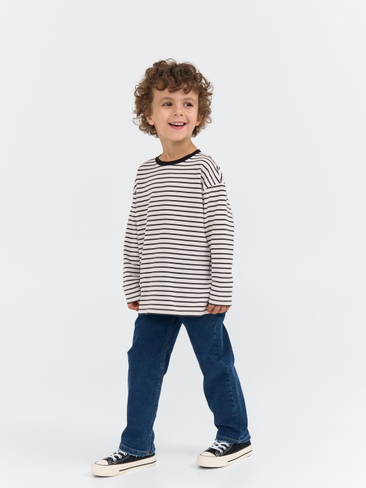 лонгслив оверсайз "полоска уголь" из проверенных материалов спереди