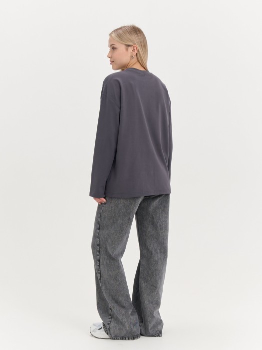лонгслив оверсайз с велюровым эффектом "графит" женский по цене 3192 руб вид справа