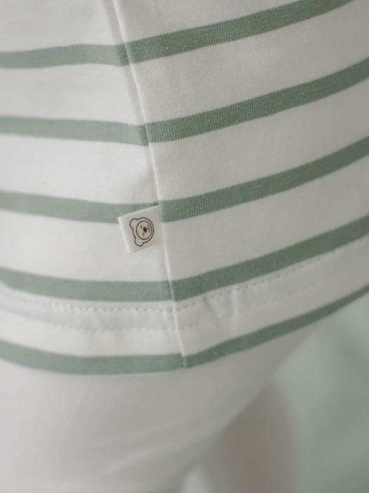 лонгслив "полоска олива" 0+ от 1 до 3 лет с изнаночной стороны