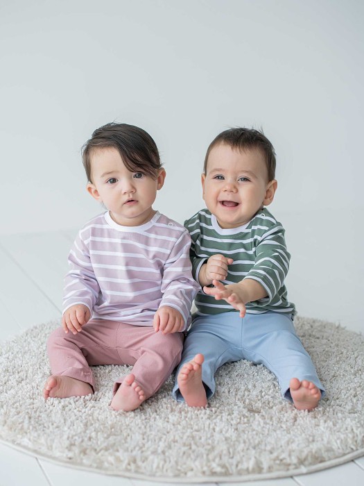 лонгслив "полоска пепельная роза" 0+ повседневного стиля с лицевой стороны