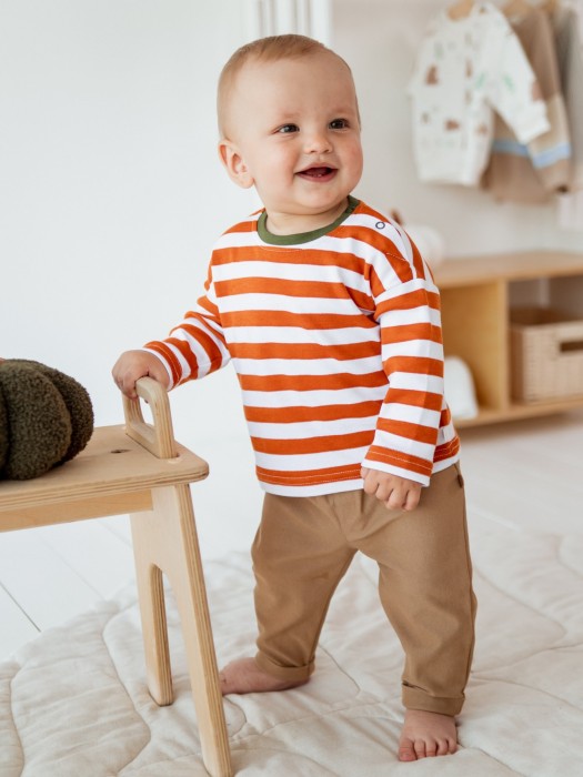 лонгслив "полоска терракот" 0+ фотография