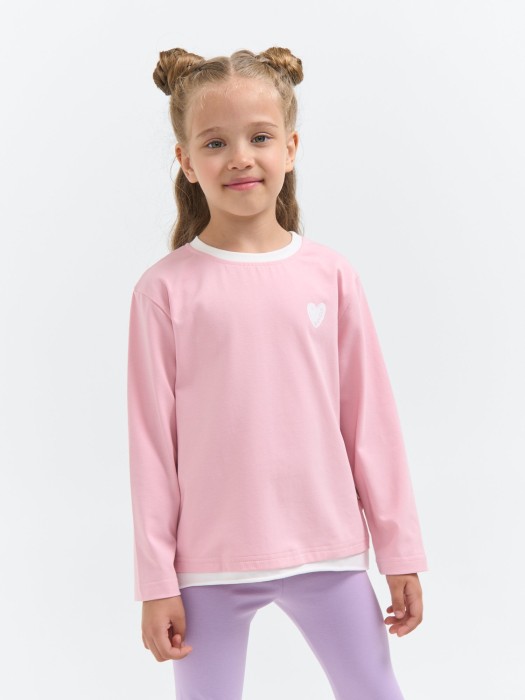 лонгслив "розовый зефир" с контрастной отделкой фотография