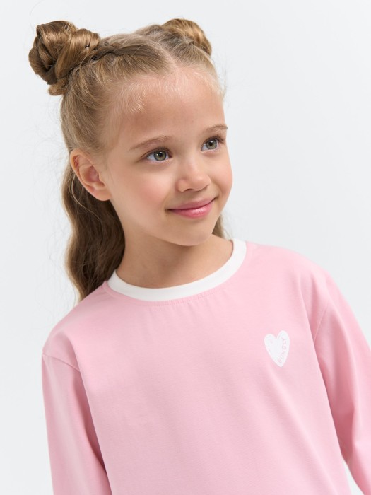 лонгслив "розовый зефир" с контрастной отделкой от бренда bungly вид слева