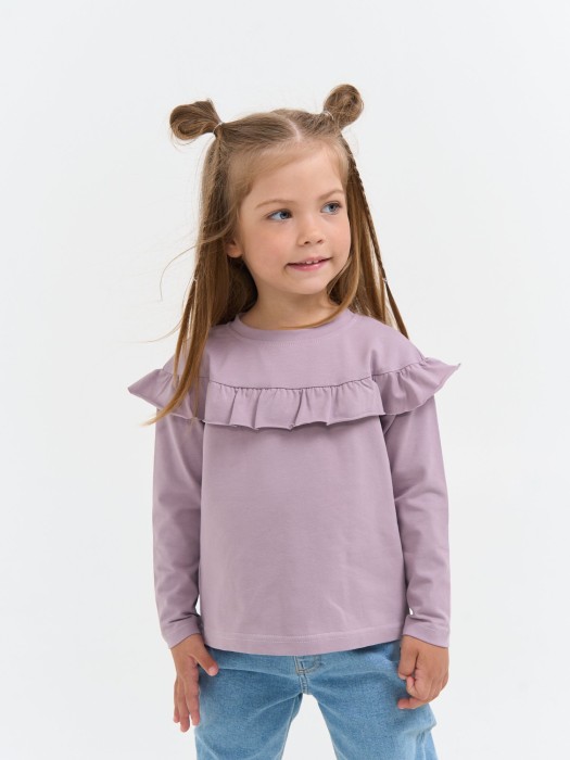 лонгслив с кокеткой "вереск" от бренда bungly вид слева