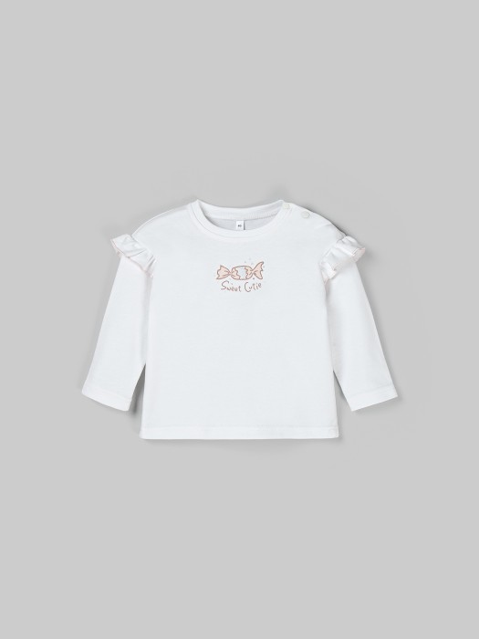 лонгслив с крылышками "конфетка" с принтом 0+ фотография