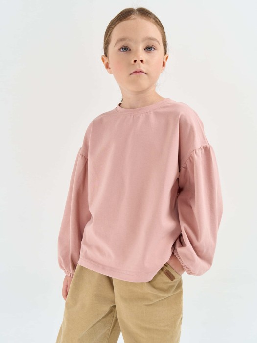 лонгслив с объемными рукавами "пудра" от бренда bungly вид слева