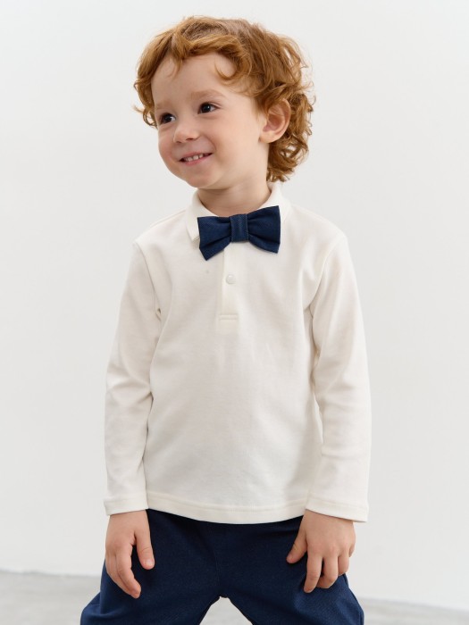 лонгслив с воротником поло "экрю" 0+ фотография