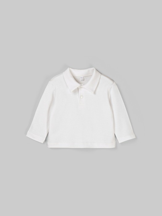 лонгслив с воротником поло "экрю" 0+ от бренда bungly вид слева