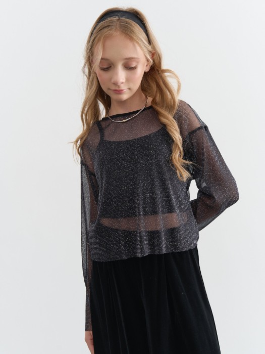 лонгслив сетка + топ "уголь" 7+ фотография