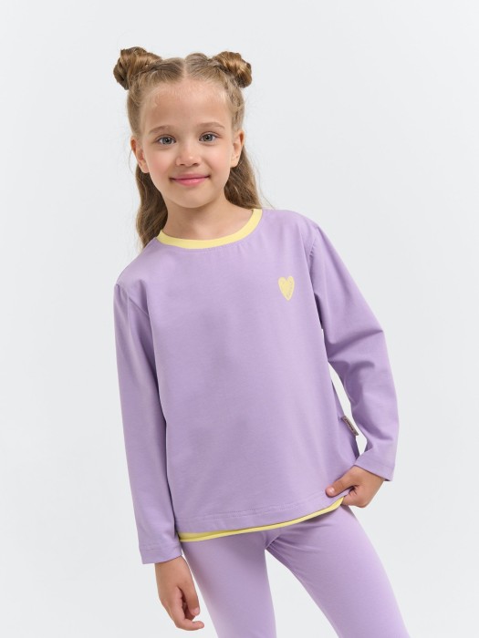 лонгслив "сирень" с контрастной отделкой фотография