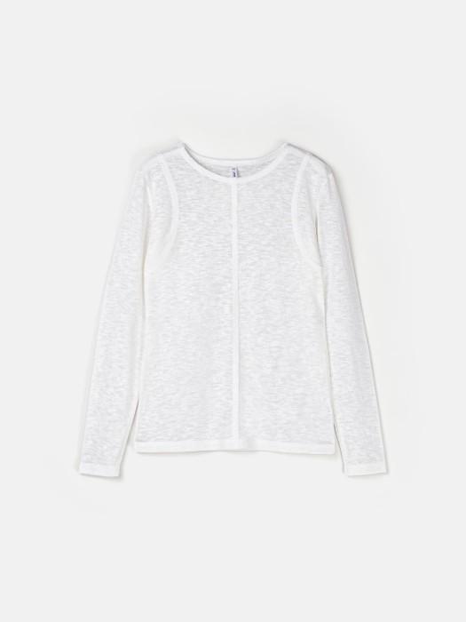 лонгслив slim fit "белый" женский от бренда bungly вид слева