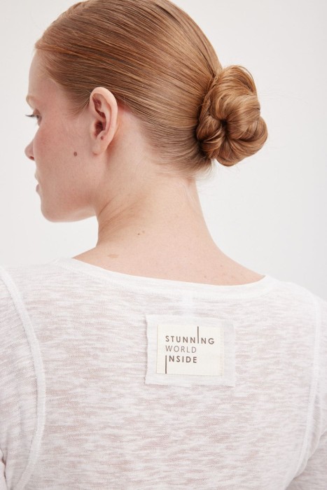 лонгслив slim fit "белый" женский из россии вид сбоку