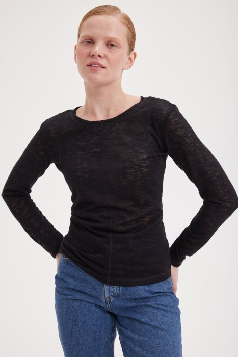 лонгслив slim fit "уголь" женский фотография