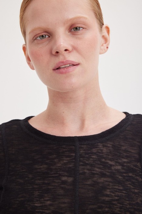 лонгслив slim fit "уголь" женский - качественный продукт вид сбоку