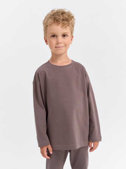 лонгслив "темный шоколад" от бренда bungly вид слева