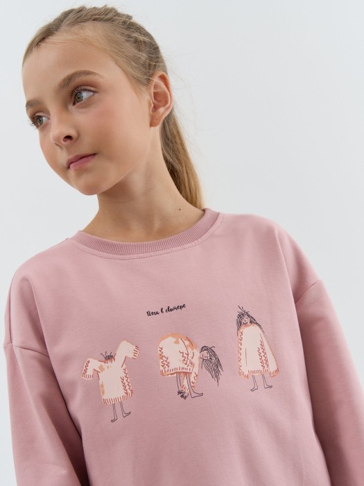 лонгслив удлиненный "дымчатая роза" с принтом 7+ по цене 1469 руб вид справа