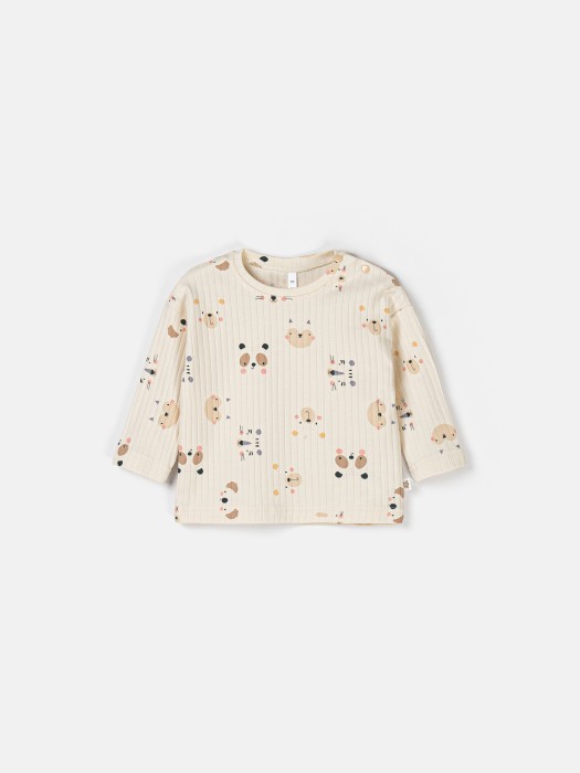 лонгслив "веселые мордашки" 0+ от бренда bungly вид слева