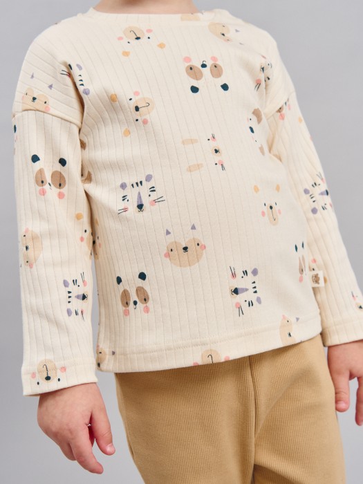 лонгслив "веселые мордашки" 0+ по цене 1399 руб вид справа